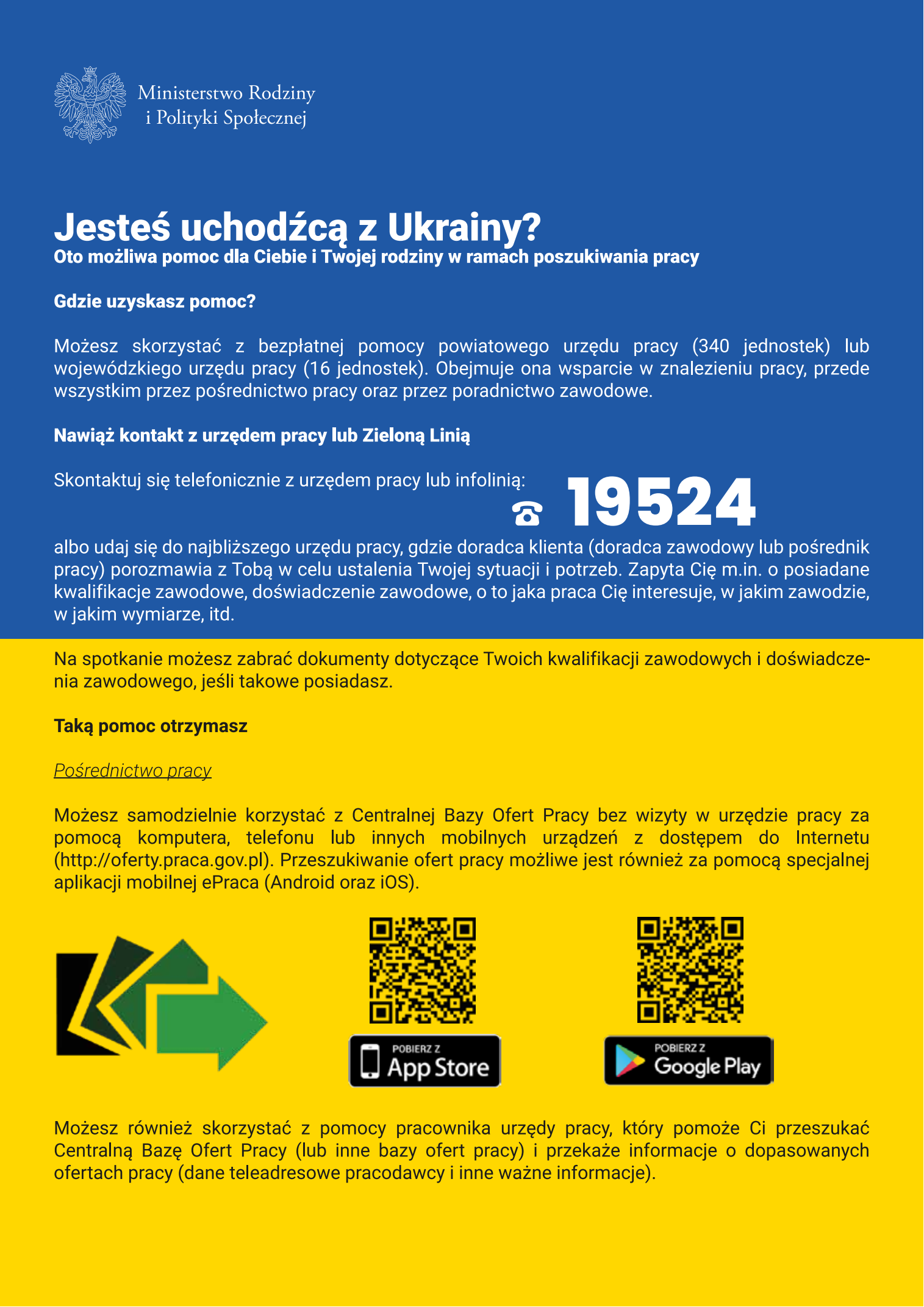 Pierwsza strona ulotki do obywateli Ukrainy w języku polskim.